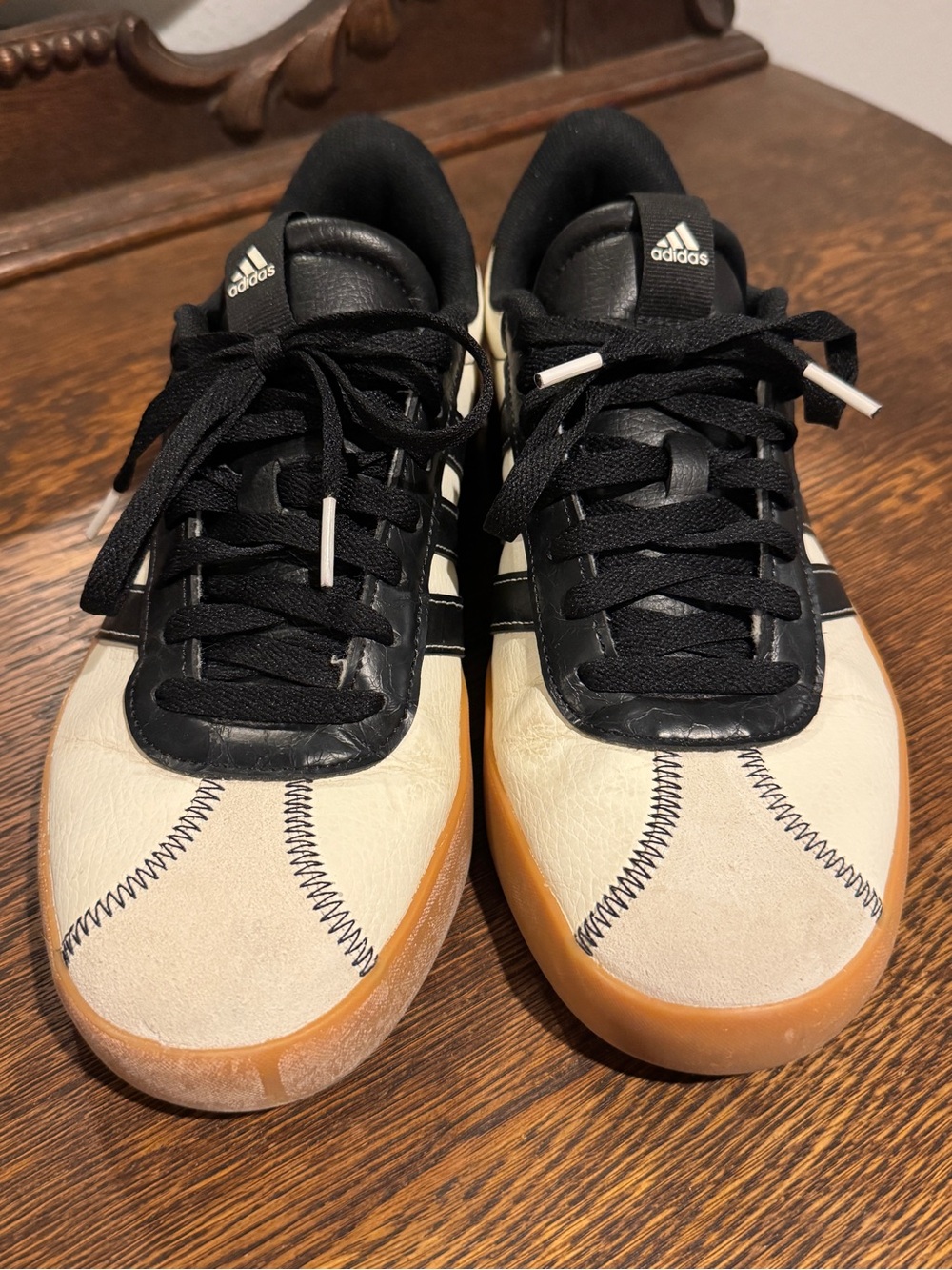 Adidas Black and Cream Casual Sneakers